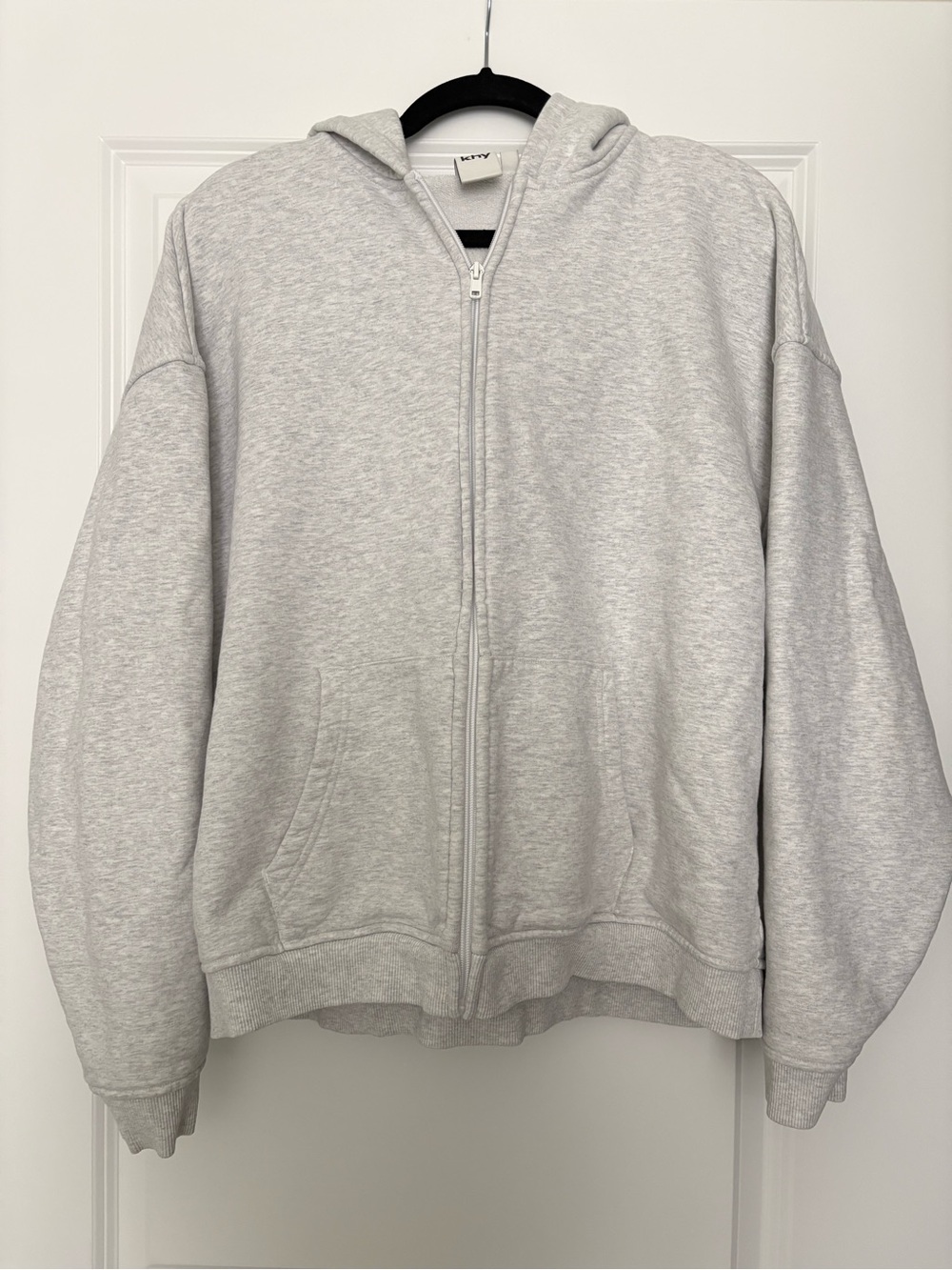 Khy - FLEECE OVERSIZED ZIP HOODIE in LIGHT HEATHER GREY